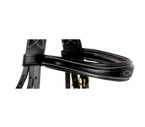 Bride large de muserolle de produit de cheval en cuir noir durable avec la dernière conception en gros de point de fantaisie - Product Image 6