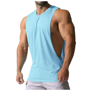Camisetas sin Mangas de Algodón de Alta Calidad, Corte Cuadrado, Estilo Deportivo, Personalizadas para Gimnasio, Cuello Redondo, Color Sólido - Product Image 2