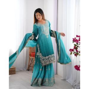 ชุดสูทปาร์ตี้ผู้หญิงสวยชุดท็อปมีก้นและ dupatta - Product Image 1