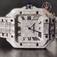 Reloj de Acero Inoxidable con Cristal de Moissanita, Estilo Diamante de Lujo, Movimiento Mecánico, Estilo Hip Hop para Aniversario, Cumpleaños, San Valentín