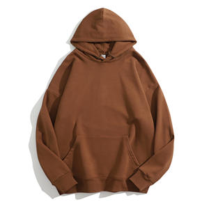 Unisex Zip-Up Oversized Hooded <b>Sweatshirt</b> <b>Pink</b> Cotton Fleece Casual Winter Regular Fit Pocket Design Knitted Plain Dyed - Product Image 4
