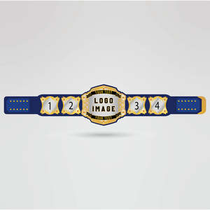 Ceinture de championnat de lutte personnalisée, bleue, en métal, plaques dorées, quatre plaques latérales, épaisseur 2mm/4mm, design de logo personnalisé, titre personnalisé - Product Image 1