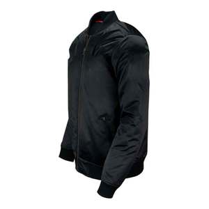 <b>Men's</b> <b>Black</b> Satin Bomber Jacket Stand Collar Zip Up <b>Long</b> Sleeve Casual <b>Coat</b> - Product Image 2