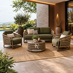 Conjunto de Sofá de Cuerda Premium con Estructura Metálica y Cojines |   Muebles de Jardín Modernos para Patio, Hotel, Resort, Villa - Product Image 1