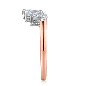 Bague de fiançailles et alliance de luxe incurvée en or 14K plaqué rhodium avec diamant de laboratoire taille marquise, pour empilage et anniversaire - Product Image 2