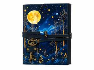 Diario de Cuero con Fases Lunares y Llave, Cuaderno Grimoire Personalizado, Libro de Sombras, Diario Vintage Hecho a Mano, Regalo de Brujería - Product Image 1