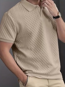 เสื้อเชิ้ตแขนสั้นคอปกถักเนื้อผ้าเรียบคุณภาพสูงสำหรับผู้ชาย สวมใส่สบาย ระบายอากาศได้ดี เหมาะสำหรับฤดูร้อน รับผลิตแบบ OEM - Product Image 2