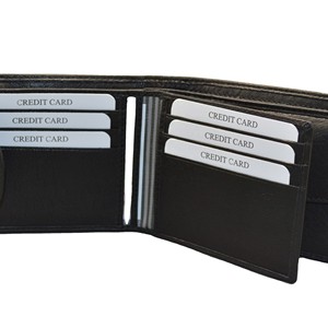 Men's Genuine Leather Trifold <b>Wallet</b> RFID Protection Minimalist Design Short Fold <b>Wallet</b> Daily Use Black Color - Product Image 3