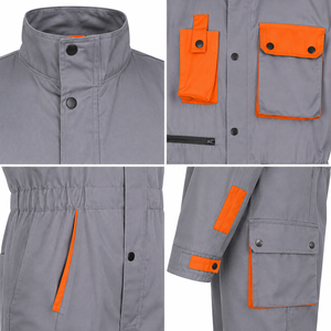 Combinaison de travail industrielle robuste en coton, tissu durable, respirant, poches cargo, taille élastique, combinaison de travail pour usine et entrepôt - Product Image 4