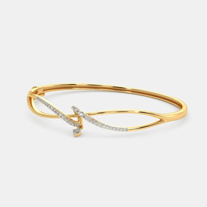 <b>Infinity</b> Wave Lab Grown Diamond Round Brilliant Cut 14K Gold Luxury Drop Bangle - Product Image 2