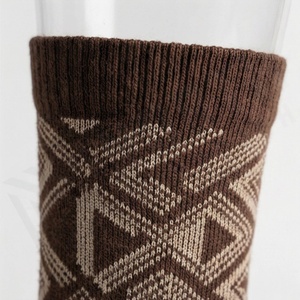 Crew <b>Socks</b> Geometric Pattern <b>Brown</b> Breathable Polyester Spandex Adult Casual Autumn Knitted <b>Socks</b> - Product Image 4