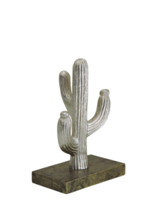 Escultura de Cactus Saguaro de Aluminio Plateado sobre Base de Bronce - Estatua Decorativa Moderna del Desierto para Hogar, Oficina, Estante y Mesa, 12 Pulgadas - Product Image 2