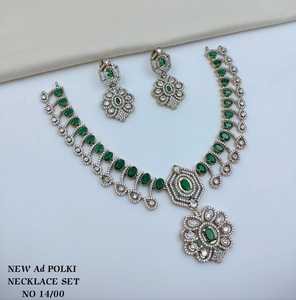 <b>Silver</b> Plated Brass Bridal Set <b>Choker</b> Necklace Drop Earrings Tikka Ethnic Zircon Trendy Wedding Engagement Anniversary Latest - Product Image 3