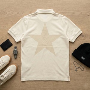 เสื้อยืดผู้ชายแบบถักลายดาวโทนสี ป้องกันรอยยับ สกรีนโลโก้ตามสั่ง ขายส่ง สำหรับสตรีทแวร์ แขนสั้น สไตล์ลำลอง - Product Image 6