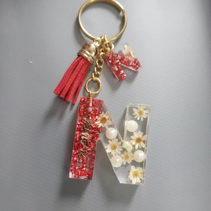 Personalized Resin <b>Initial</b> Keychain - Custom Letter <b>Keyring</b> - Product Image 1