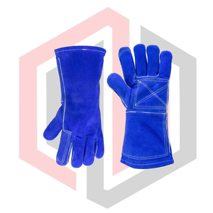 Gants de soudage bleus en cuir tressé, robustes, durables, en cuir de vachette, résistants aux déchirures, pour la lutte contre les incendies, antistatiques, 11 oz - Product Image 4