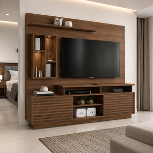 Luxury Custom Solid Teak Wood <b>TV</b> Wall Panel Media Console Cabinet Entertainment Center for Hotel Apartment Villa Resort - Product Image 1