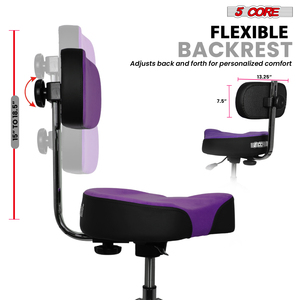 Trono de batería profesional de metal de 5 patas con respaldo, asiento acolchado de 4 pulgadas, elevación neumática, altura ajustable de 25 pulgadas, capacidad de 441 lb, modelo CN 5 Core - Product Image 3
