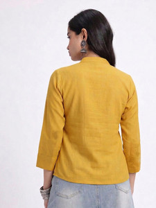 Vestido Casual de Verano con Cuello Mandarín Bordado Floral, Transpirable, con Lazos Tejidos, 100% Poliéster - Product Image 3