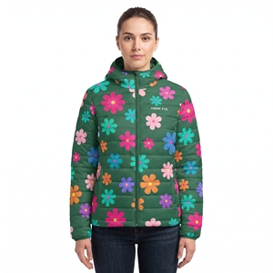 Abrigo Acolchado con Cinturón y Estampado Floral para Mujer, Chaqueta de Invierno con Capucha, Acolchada, Cálida, Informal, para Exteriores, Nueva Moda - Product Image 5