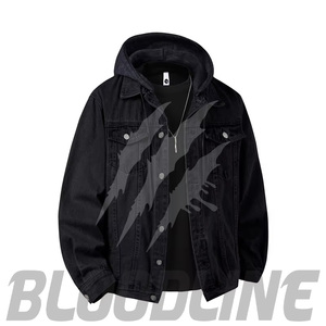 BLOODLINE INTERNATIONAL Women's Black Denim <b>Trucker</b> <b>Jacket</b> Full Sleeve Button Closure Washed Solid Cotton Winter Style Quick Dry - Product Image 2