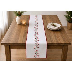 100% Cotton Cherry Embroidered Best <b>Table</b> <b>Runner</b> For Dining <b>Table</b> Christmas Decoration <b>Table</b> <b>Runner</b> Customizable in India - Product Image 5