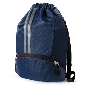 PERPETUAL SOLUTIONS PS-SB-011 Mochila azul de nailon con cordón, bolsillos de malla y compartimento inferior para uso casual y fitness - Product Image 4
