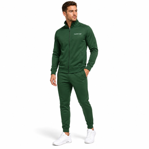 Custom Men Tracksuit Wholesale Two Piece Sportswear Set Embroidered Logo <b>Zip</b> <b>Up</b> <b>Jacket</b> Jogger Pants Manufacturer Gym Apparel OEM - Product Image 1