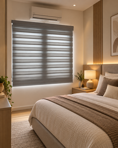 Store enrouleur zébré double couche jour/nuit filtrant la lumière, occultant et offrant l'intimité, sur mesure, vente en gros et au détail, pour projets et projets japonais - Product Image 1