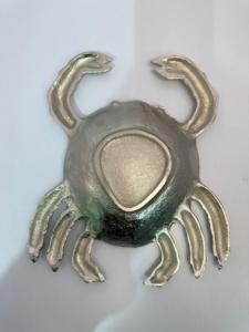 Plat à bijoux en métal en forme de crabe de luxe, fait à la main, en aluminium moulé, plateau, finition en laiton antique, Ramadan, mariage, Art déco - Product Image 3