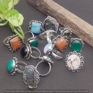 Lot de bagues en pierres précieuses, lot de bagues de formes et tailles variées, lot de bagues mélangées, bague en pierres précieuses naturelles mélangées, bague de créateur - Product Image 2