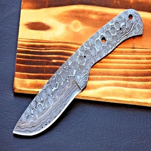 Handmade Damascus Steel Fixed Blade Knife Blank Full Tang Custom OEM/ODM <b>Drop</b> Point Straight Edge Hunting Outdoor Use - Product Image 1