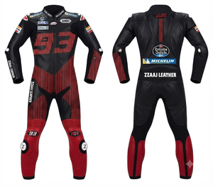 ชุดแข่งรถมอเตอร์ไซค์พรีเมียมหนังวัว/หนังจิงโจ้ พร้อมอุปกรณ์ป้องกัน CE Armor Protection Approved Gear - Product Image 1