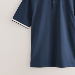 Chemise Homme Bleu Marine à Manches Courtes en Piqué de Nylon Coupe Droite Style Décontracté Boutonnée Tricotée Respirante Unie Brodé - Product Image 6