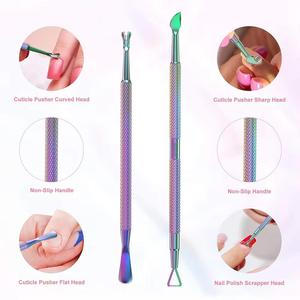 MORJE Surgical Dual-End Stainless Steel Nail <b>Cuticle</b> Pusher Set Reusable Manicure <b>Tool</b> with Textured Grip and Colorful Finish - Product Image 3