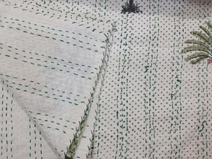 Cotton <b>Quilt</b> Set Palm Tree Pattern <b>Quilting</b> Simple Style All-Season Home Use Folded Design - Product Image 4