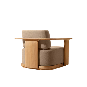 Sillón de Exterior de Alta Gama, Acabado Natural en Teca Premium, Pedestal Grueso y Resistente, Asiento Cómodo, Muebles de Lujo para Hotel - Product Image 3