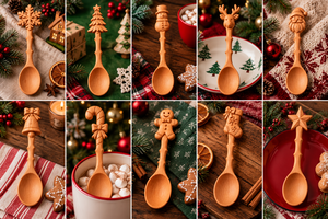 Cuillère en bois de Noël gravée, ustensile de cuisine en bois naturel, cadeau de Noël, décoration de Noël, Vietnam Sensory Plays - Product Image 2