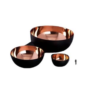Cobre brillante redondo de diseñador en el interior, decoración del hogar de alta calidad, juego grande de 3 cuencos redondos cónicos para servir - Product Image 1