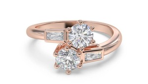 <b>Two</b> <b>Stone</b> Round Diamond Shoulder Set <b>Ring</b> 0.65 Ct Lab Grown Diamond In 18K Yellow White Rose Gold Platinum - Product Image 2