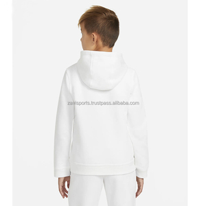 เสื้อฮู้ดแบบสวมหัวสำหรับเด็กสีขาวพร้อมกระเป๋าสำหรับใส่วิ่งฤดูหนาว - Product Image 2