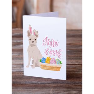 Whimsical A7 Size 5x7 <b>White</b> Boston Terrier Easter Note Cards Pack of 8 Blank Greeting Cards with <b>Envelopes</b> - Product Image 2