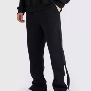 Pantalones Deportivos Negros Estampados para Hombre con Patrón de Herradura Blanca, Cintura Elástica con Cordón, Joggers Casuales de Poliéster de Peso Medio - Product Image 4