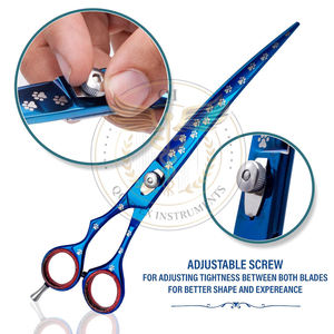 Tijeras de Peluquería Canina Curvas de Acero Inoxidable con 23 Dientes para Uso Doméstico, para Diestros (Azul, 10.0 Pulgadas) - Product Image 6