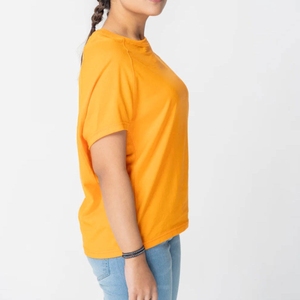 Camiseta de manga corta más vendida, color sólido personalizado, talla grande, transpirable, camisetas para mujer en venta - Product Image 2