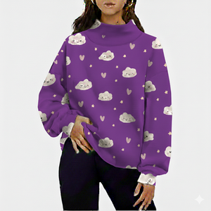 Sweat-shirt à col montant pour femme en coton et polyester respirant, couleur unie personnalisée, matière durable pour un usage quotidien - Product Image 1