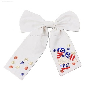 USA International Day Trending Alligators Cotton Bows Mardi Gras Indian Hand Embellished <b>Hair</b> Accessory <b>Hair</b> <b>Clips</b> - Product Image 3