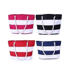 Qualité supérieure personnalisé écologique réutilisable femmes toile sac à main Portable Shopping Tote plage sac de transport fermeture éclair lettre - Product Image 1