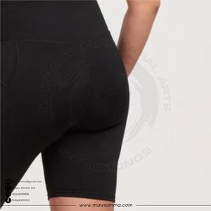Shorts de yoga taille haute pour femme, noir uni, avec surpiqûres contrastées, deux poches latérales, extensibles dans quatre directions, style cycliste, pour le sport - Product Image 6