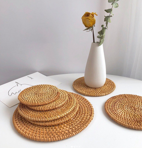 Handwoven Natural Rattan Serving Tray - Round <b>Wicker</b> <b>Plate</b> Eco-friendly Decorative <b>Wall</b> Hanging Baskets for Boho Home Decor - Product Image 4